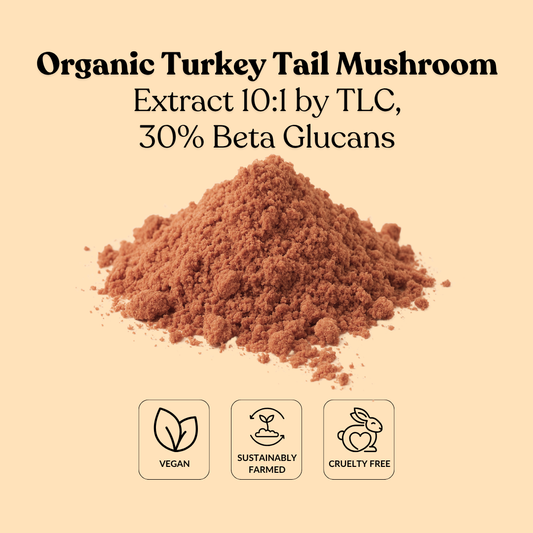 Organic Turkey Tail Mushroom Extract 10:1 by TLC, 30% Beta Glucans