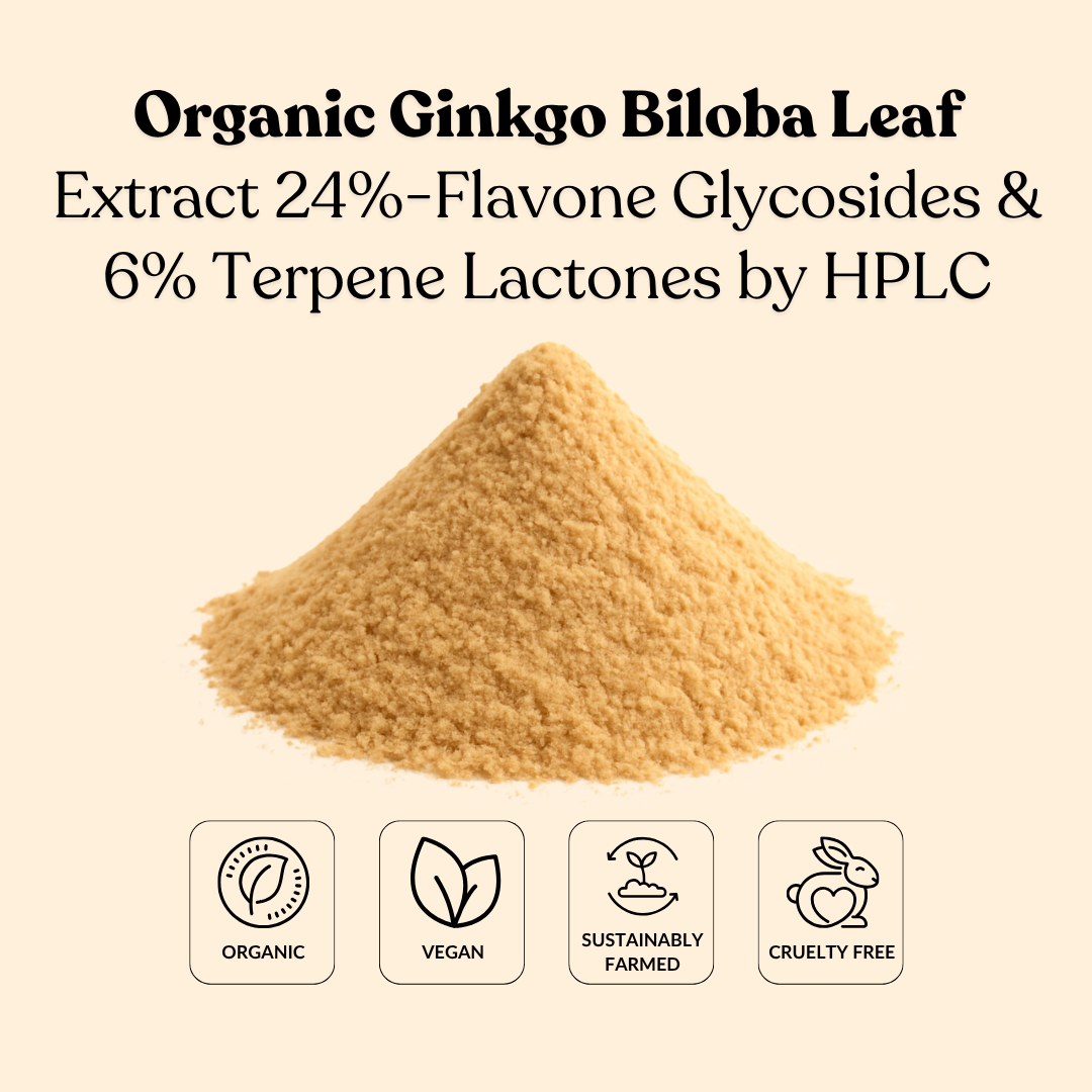 Organic Ginkgo Biloba Leaf Extract 24%-Flavone Glycosides & 6% Terpene Lactones by HPLC