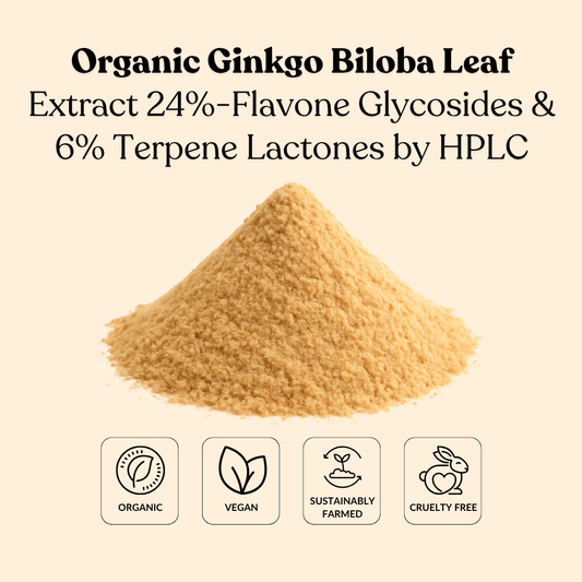 Organic Ginkgo Biloba Leaf Extract 24%-Flavone Glycosides & 6% Terpene Lactones by HPLC